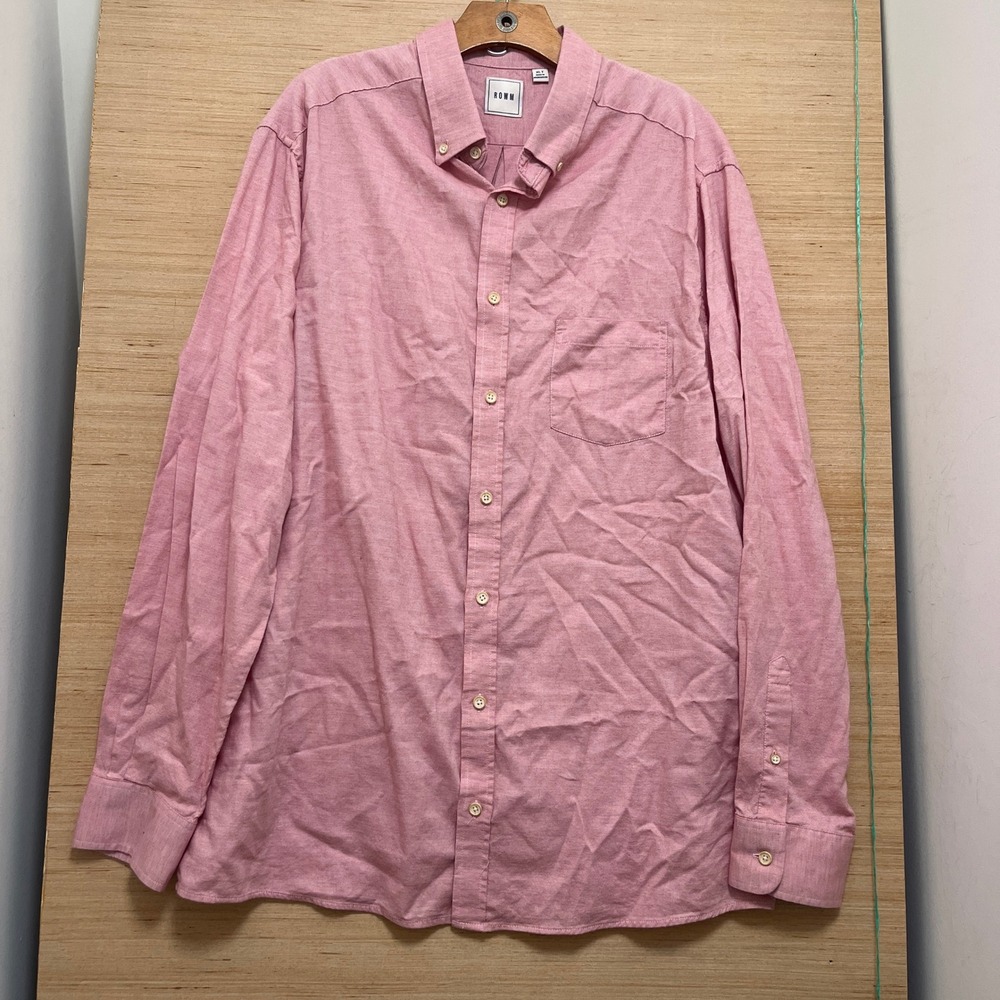ROWM Long Sleeve Button Down Shirt Pink Oxford Classic‎ Fit Tall XLT